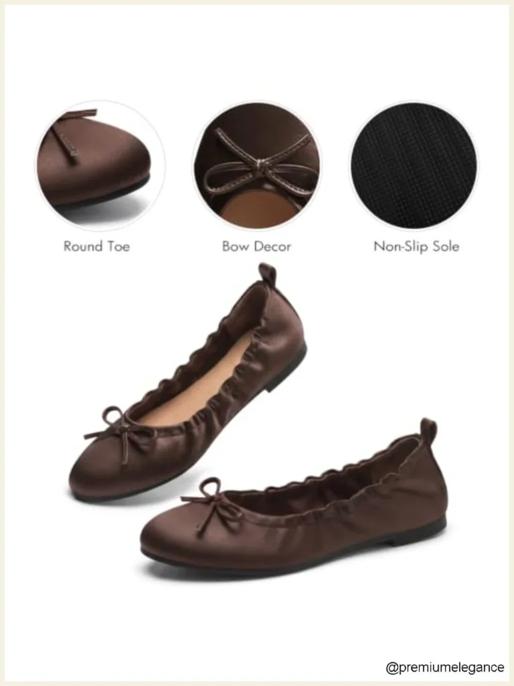 Ballet Flats with Bow Round Toe Slip On Dress Shoes Comfortable Work Casual